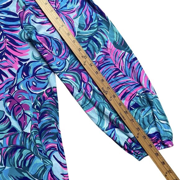 Lilly Pulitzer Bedelia Mini Dress L Seasalt Tropical Don't Wanna Leaf Resort - Picture 5 of 6